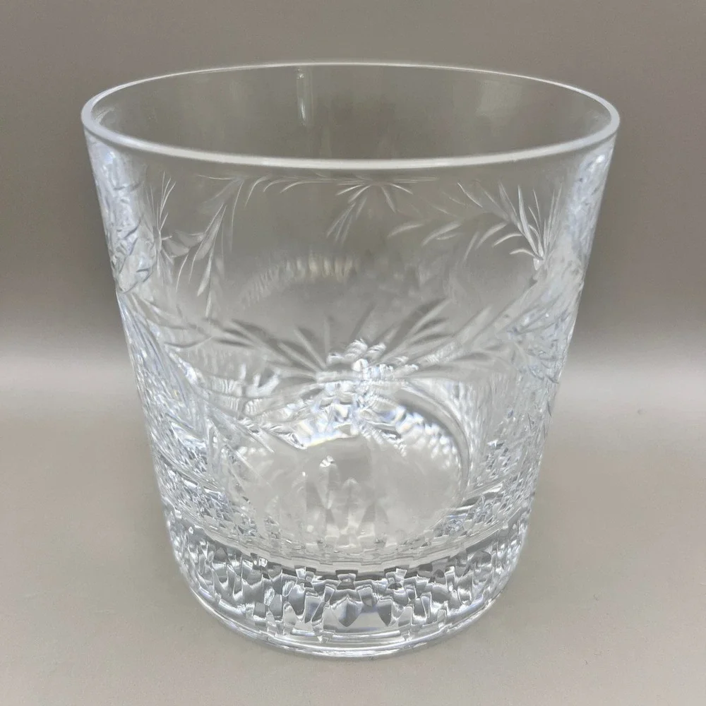 Set of 5 Vtg Tiffin Franciscan Cut Whiskey Rocks Glasses‎ Floral Barware